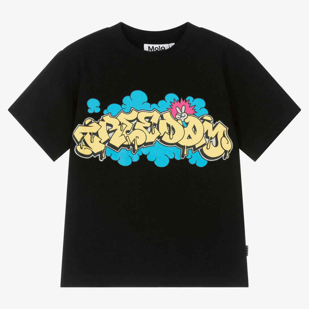Molo - Schwarzes Graffiti Freedom T-Shirt | Childrensalon
