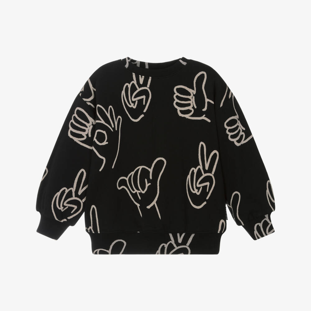 Molo-سويت شيرت أسود للأولاد بإشارة اليد | Childrensalon Outlet