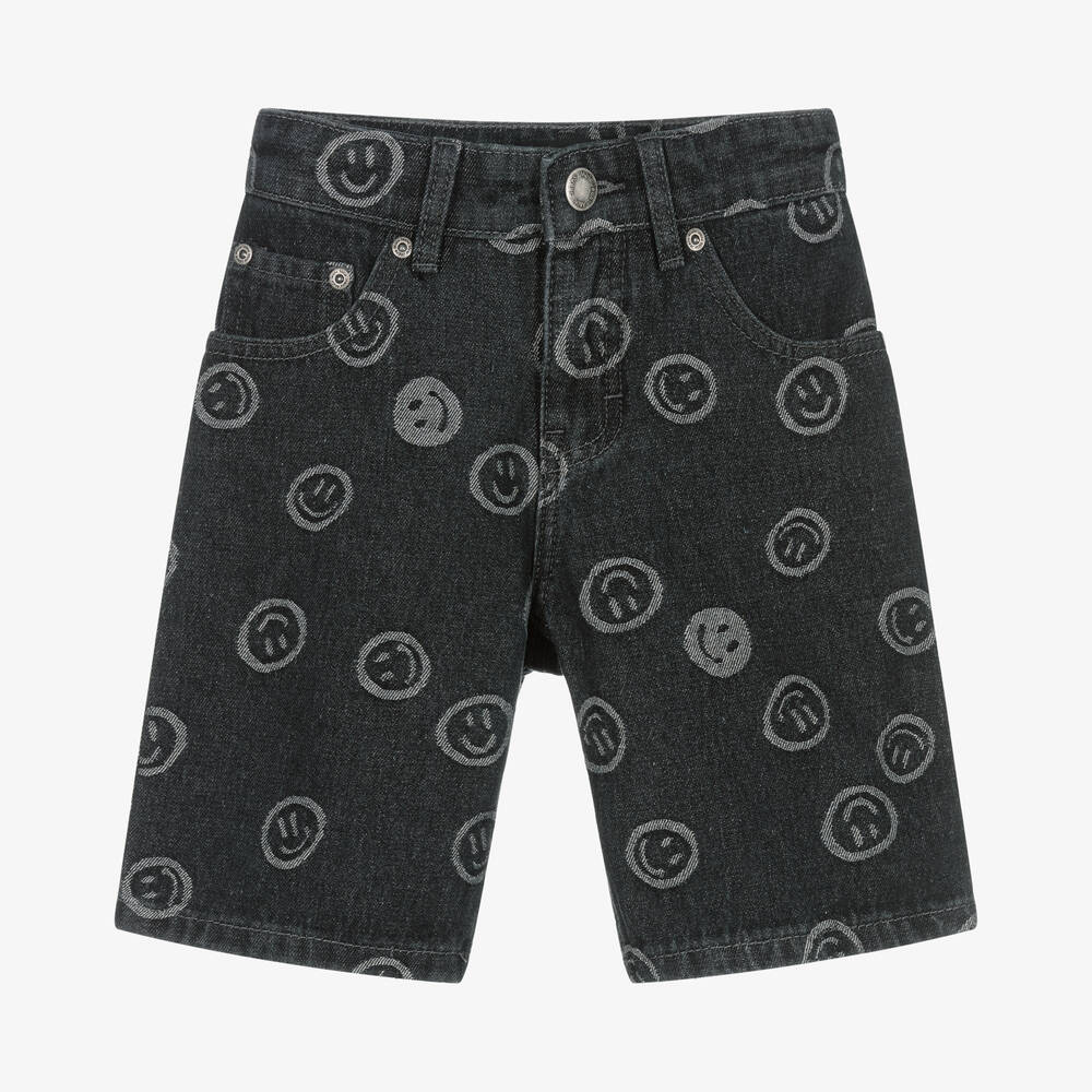 Molo - Schwarze Happy Face Jeans-Shorts | Childrensalon