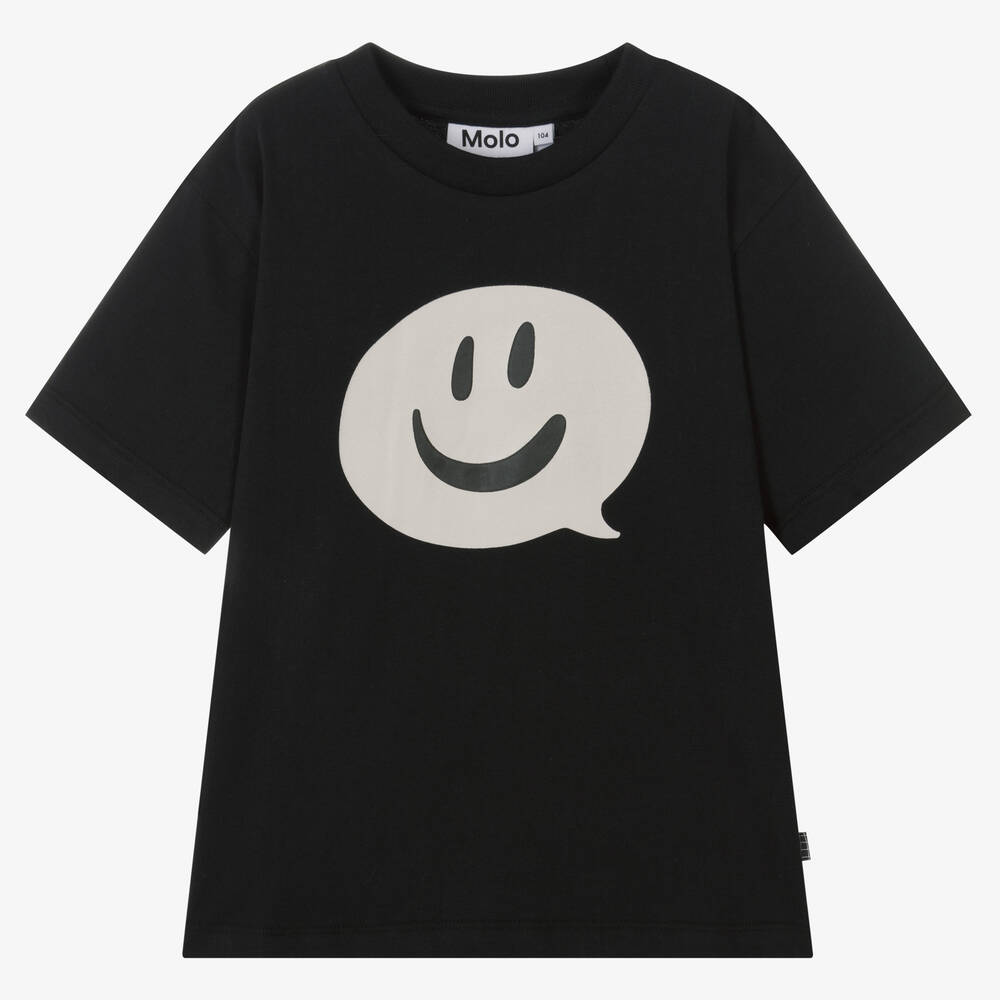 Molo-Boys Black Happy Speech Bubble T-Shirt | Childrensalon Outlet
