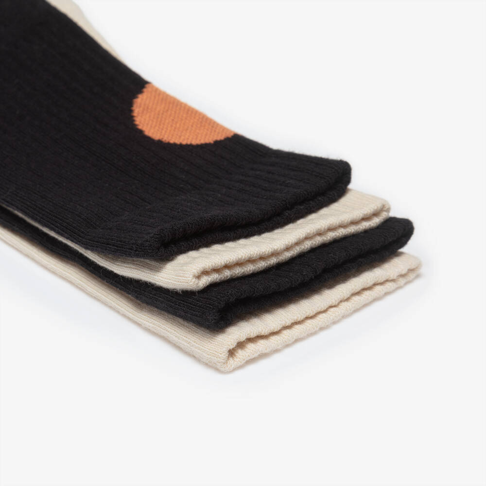 Molo-Boys Black & Ivory Cotton Basketball Socks (2 Pack) | Childrensalon Outlet