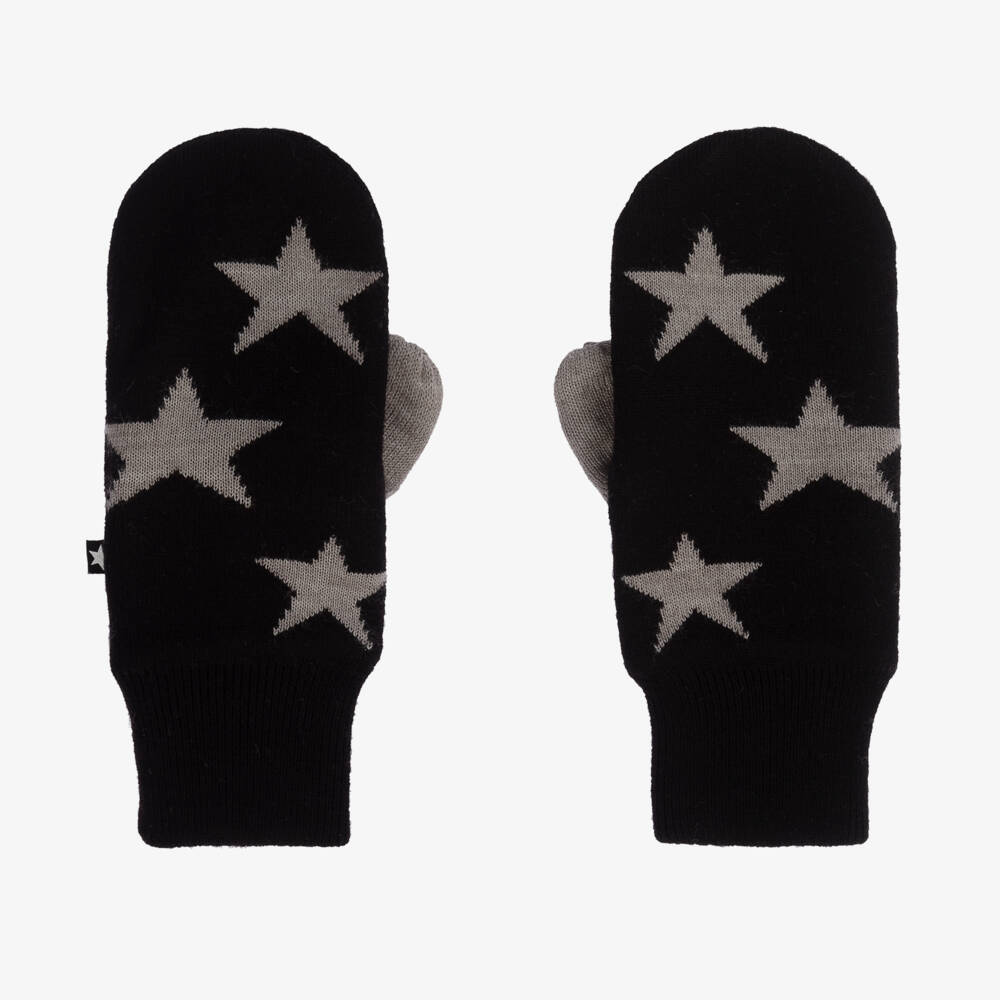 Molo-Boys Black Knit Starry Mitts | Childrensalon Outlet