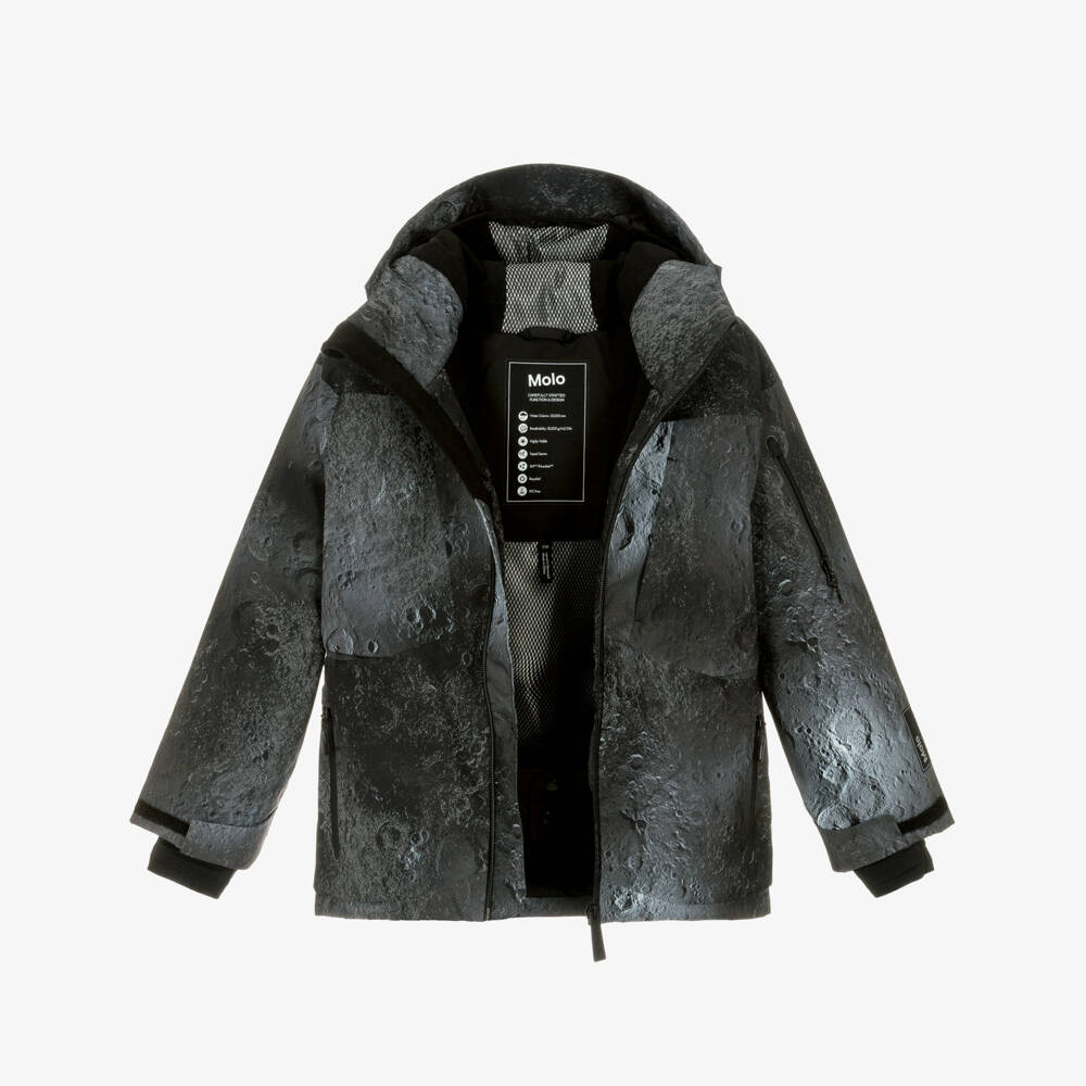 Molo-Boys Black Moon Print Technical Ski Jacket | Childrensalon Outlet