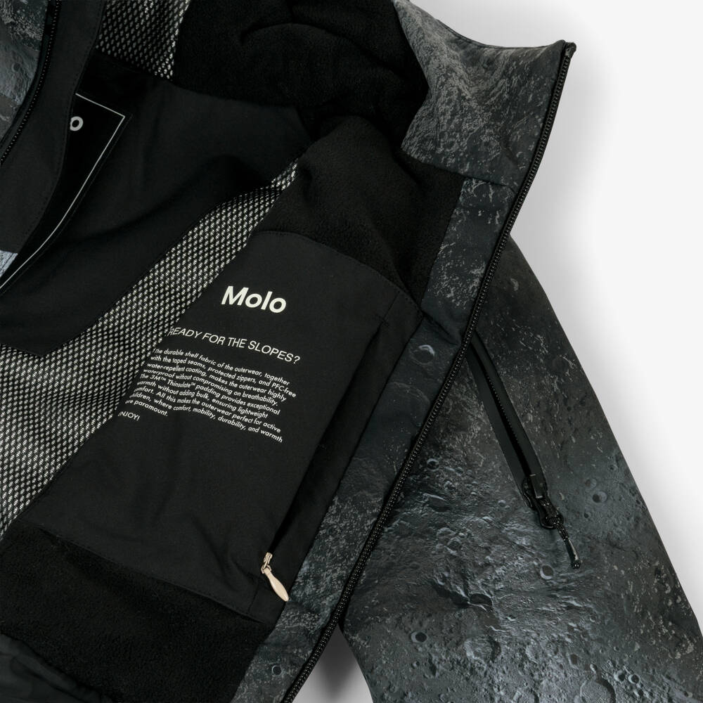 Molo-Boys Black Moon Print Technical Ski Jacket | Childrensalon Outlet