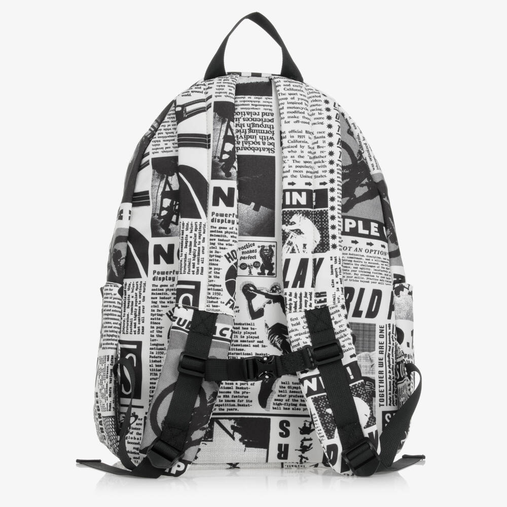 Molo-Boys Black Newsprint Rucksack | Childrensalon Outlet