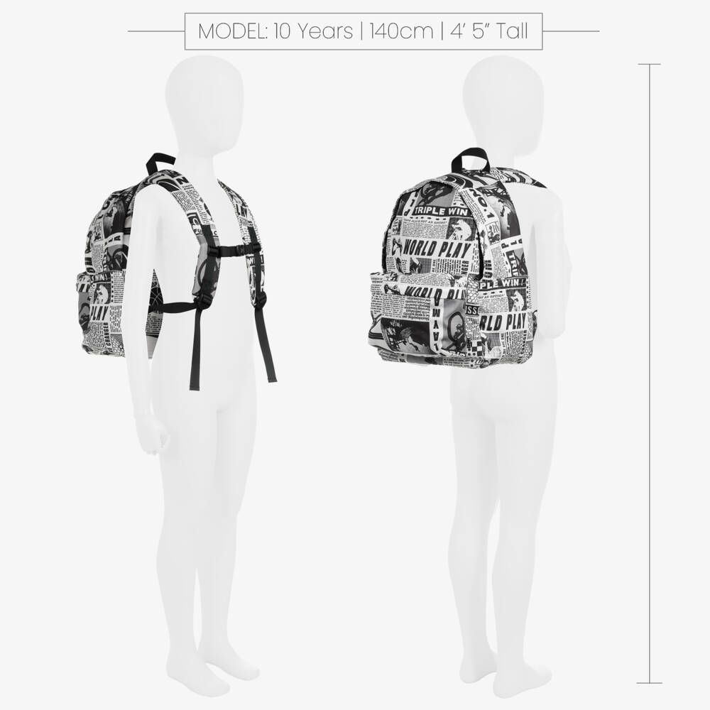Molo-Boys Black Newsprint Rucksack | Childrensalon Outlet