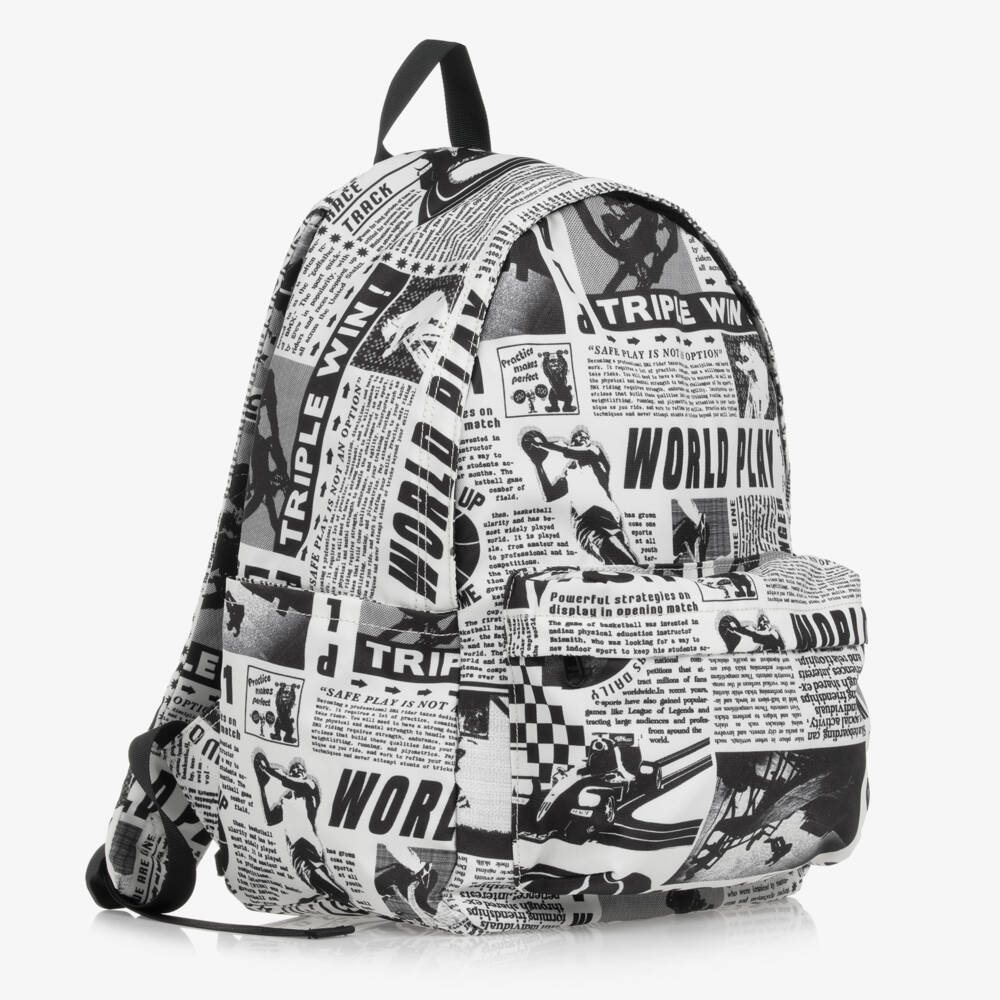 Molo-Boys Black Newsprint Rucksack | Childrensalon Outlet