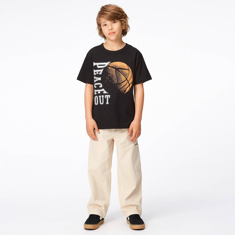 Molo-Boys Black Organic Cotton Basketball T-Shirt | Childrensalon Outlet