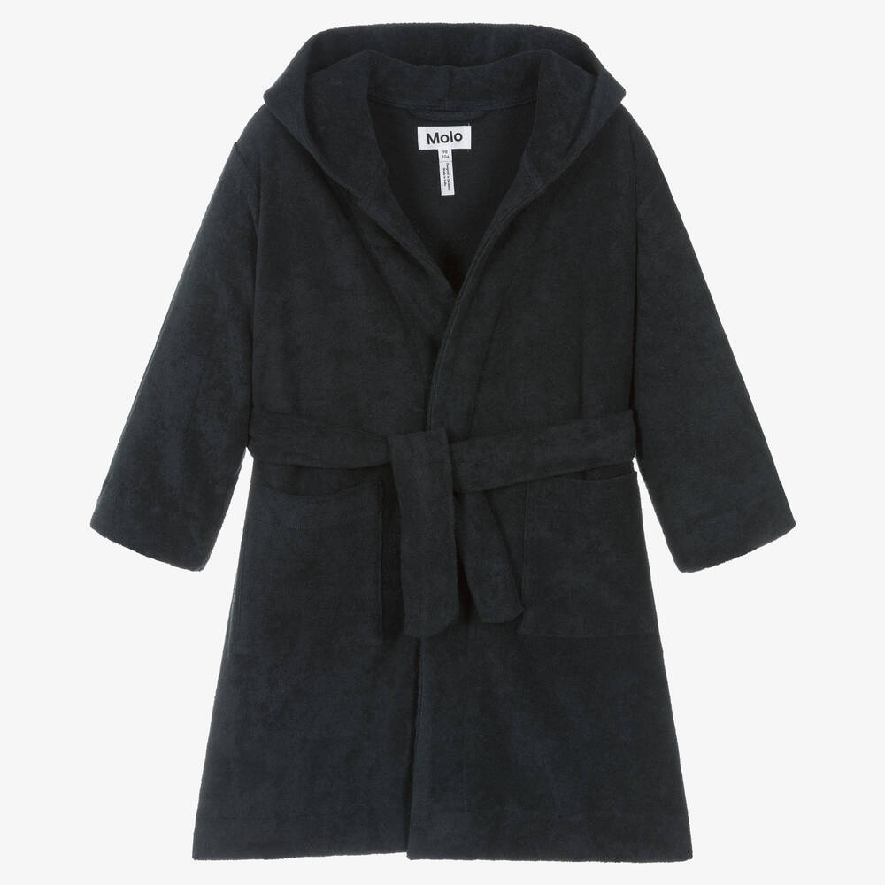 Molo - Boys Black Organic Cotton Bathrobe | Childrensalon