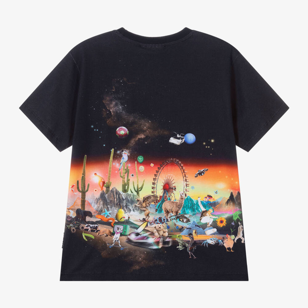Molo-Boys Black Organic Graphic Tee | Childrensalon Outlet