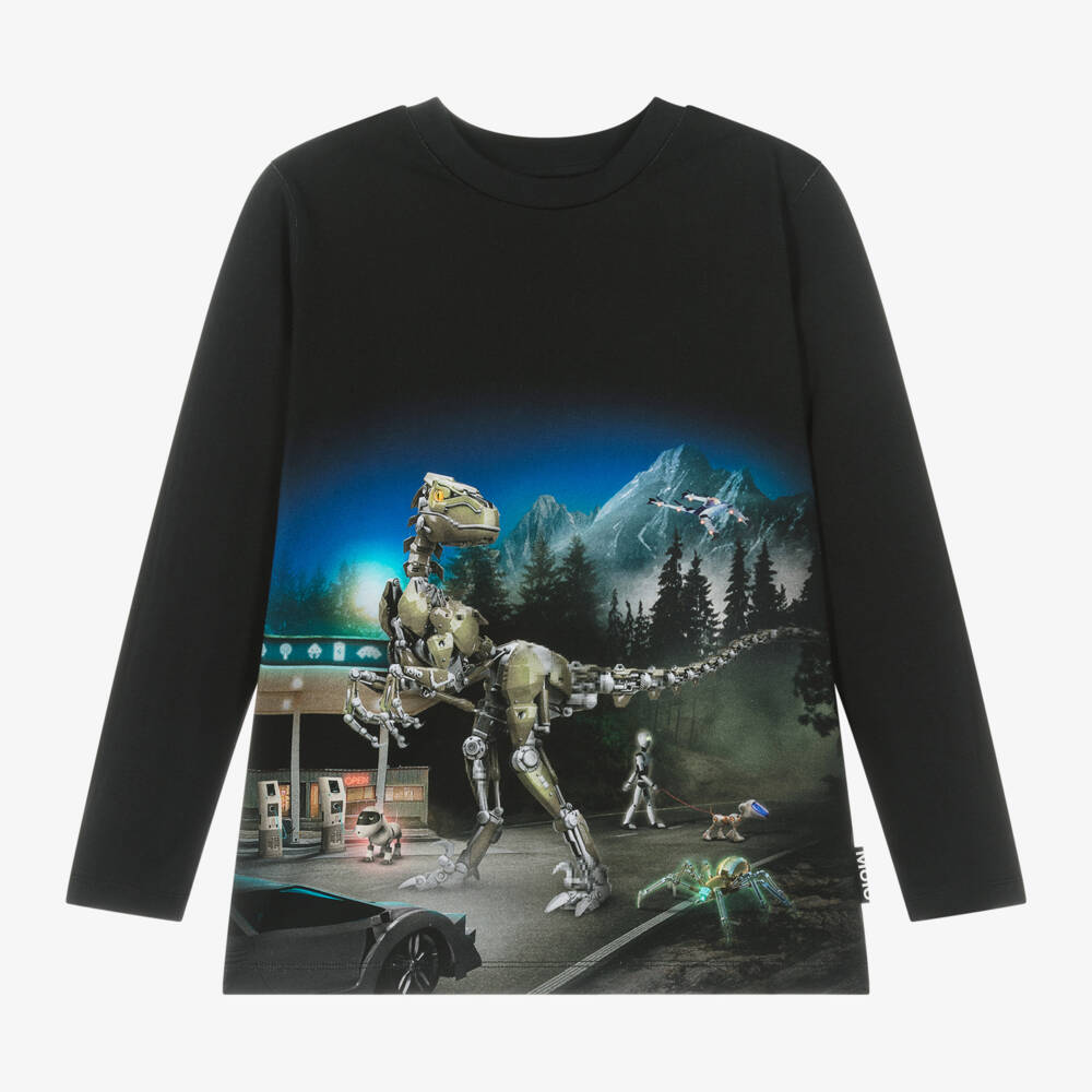 Molo-Boys Black Robot Graphic Shirt | Childrensalon Outlet