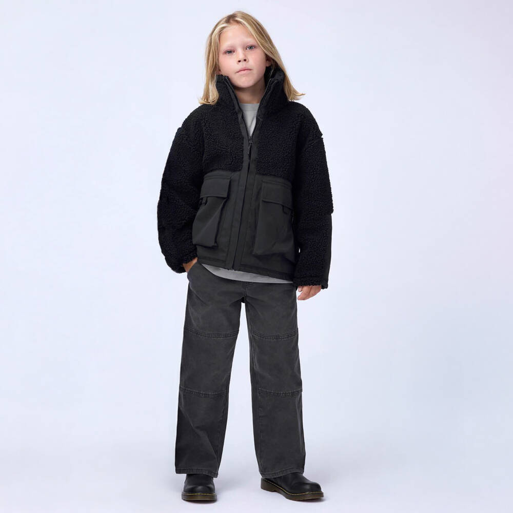 Molo-Boys Black Sherpa Fleece Utility Jacket | Childrensalon Outlet