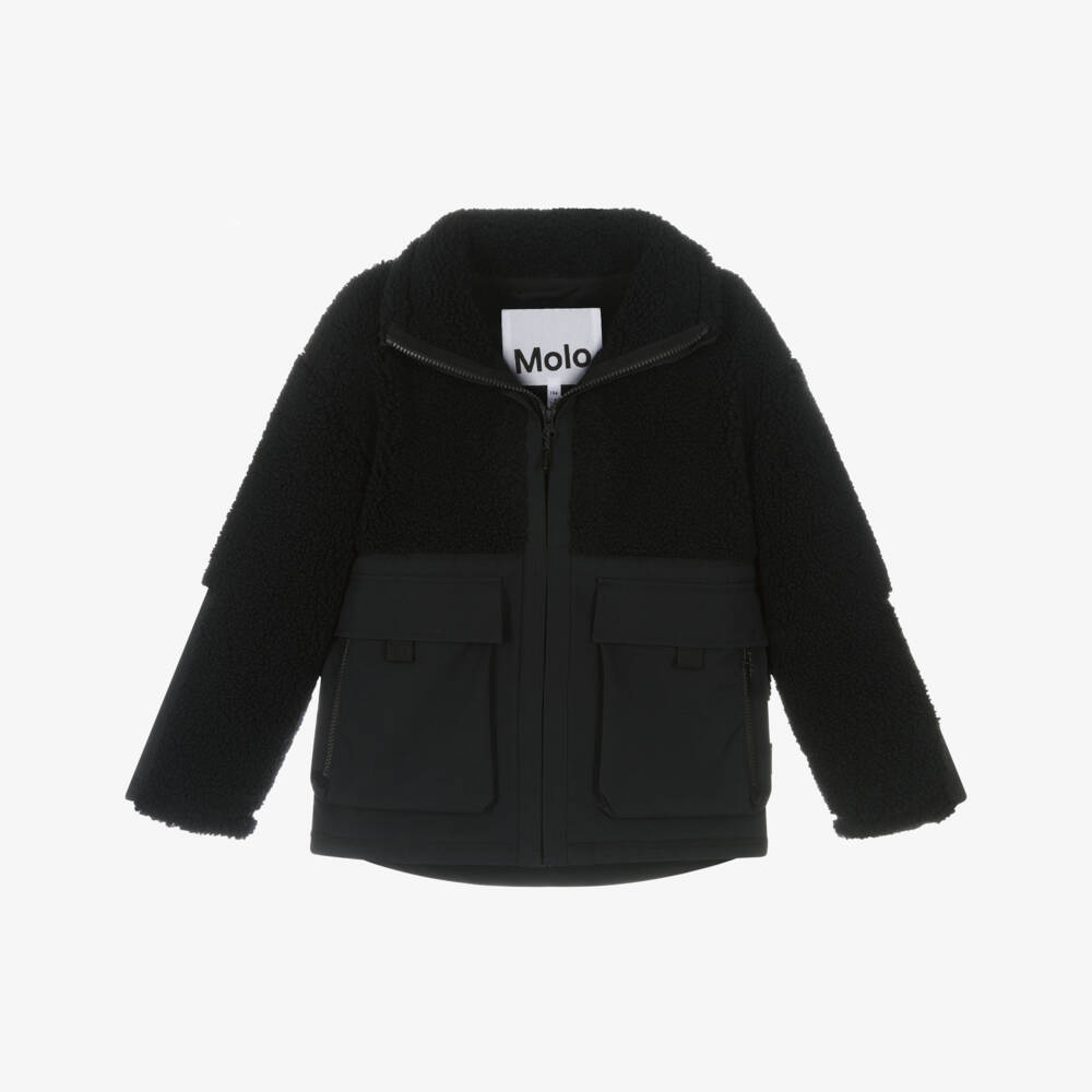 Molo-Boys Black Sherpa Fleece Utility Jacket | Childrensalon Outlet