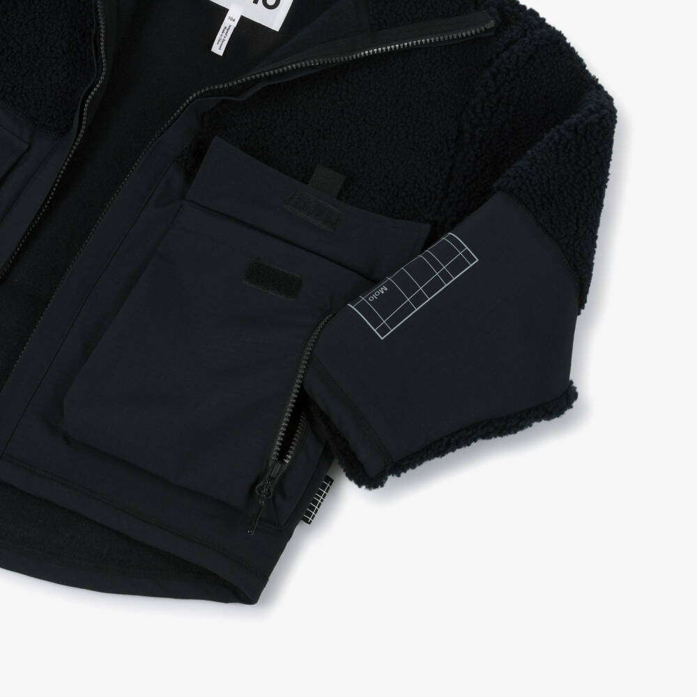 Molo-Boys Black Sherpa Fleece Utility Jacket | Childrensalon Outlet