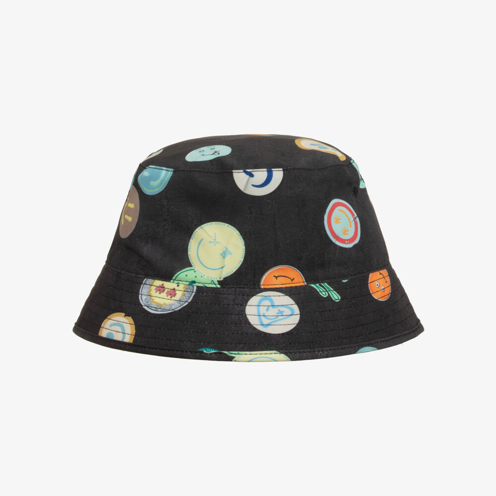Molo-قبعة دلو سوداء برسمة وجه مبتسم للأولاد | Childrensalon Outlet