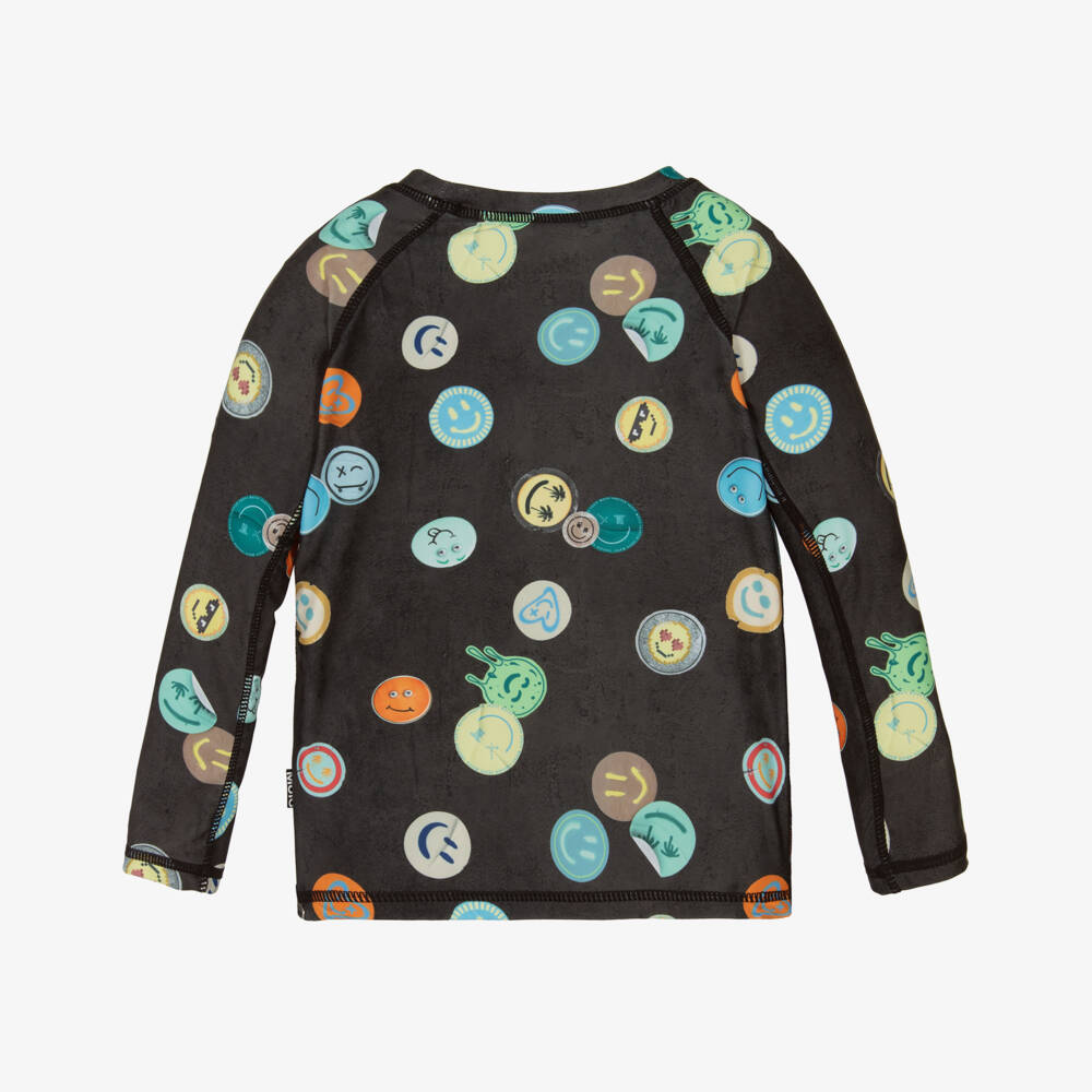 Molo-Boys Black Smiley Sun Protection Top | Childrensalon Outlet