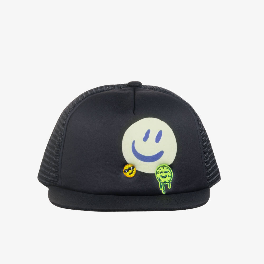 Molo-Boys Black Smiling Face Cap | Childrensalon Outlet
