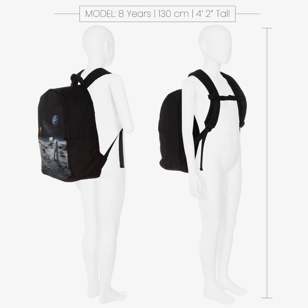 Molo-Boys Black Space Print Canvas Backpack (41cm) | Childrensalon Outlet
