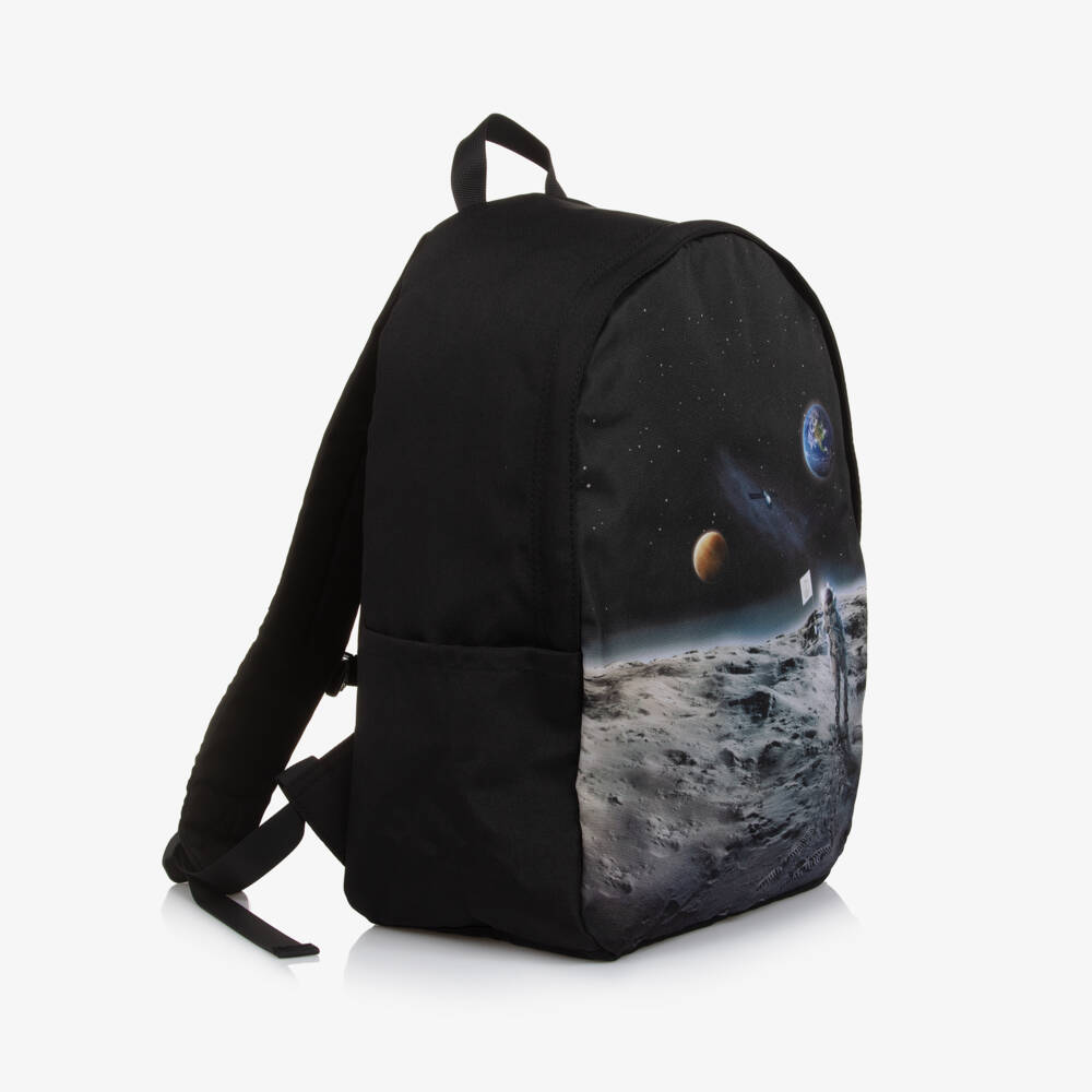 Molo-Boys Black Space Print Canvas Backpack (41cm) | Childrensalon Outlet