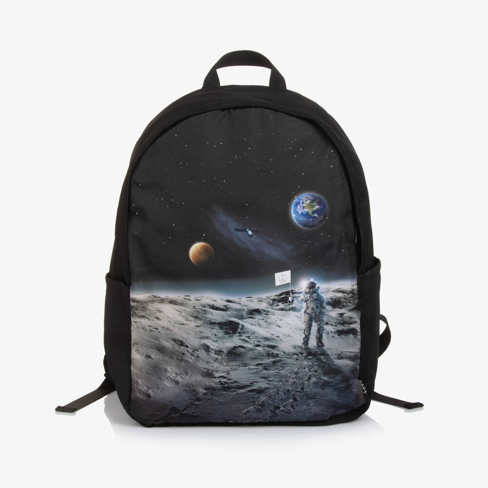 Molo-Boys Black Space Print Canvas Backpack (41cm) | Childrensalon Outlet