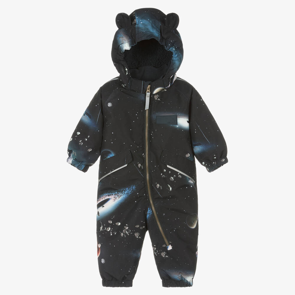 Molo - Boys Black Space Waterproof Snowsuit | Childrensalon