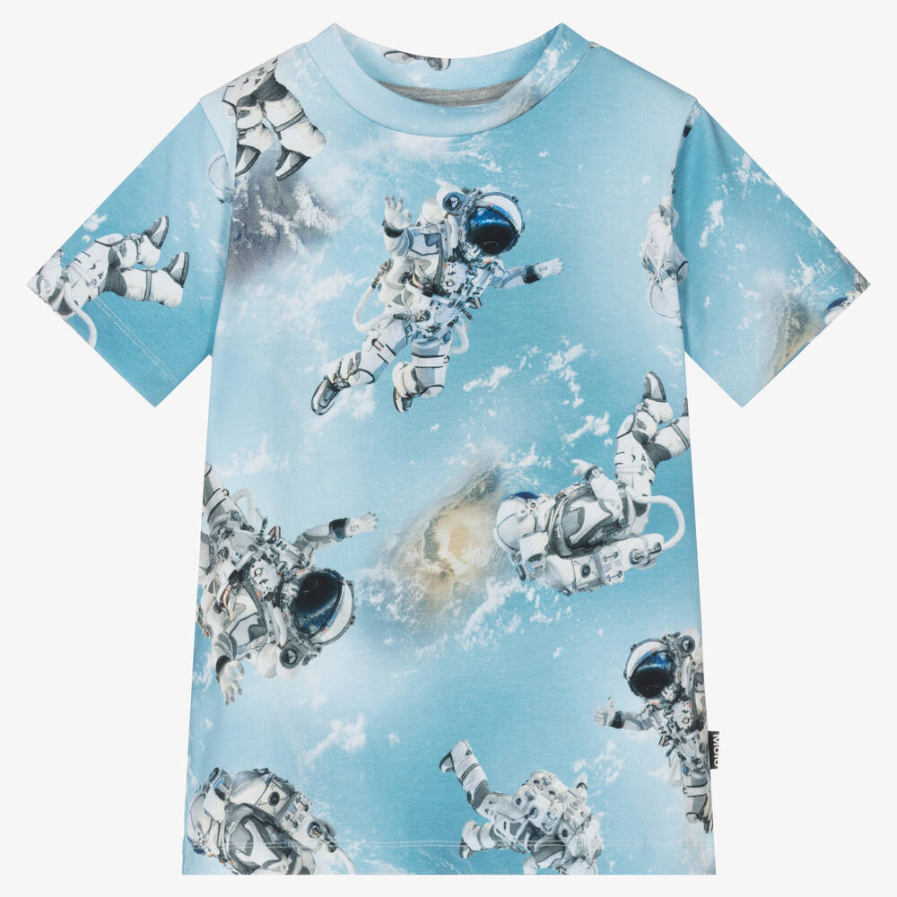 Molo - Голубая футболка с космонавтами для мальчиков | Childrensalon