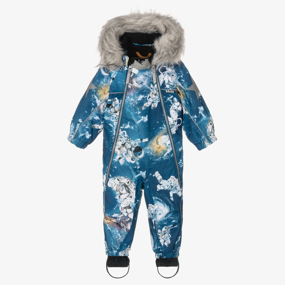 Molo - Boys Blue Astronauts Snowsuit | Childrensalon
