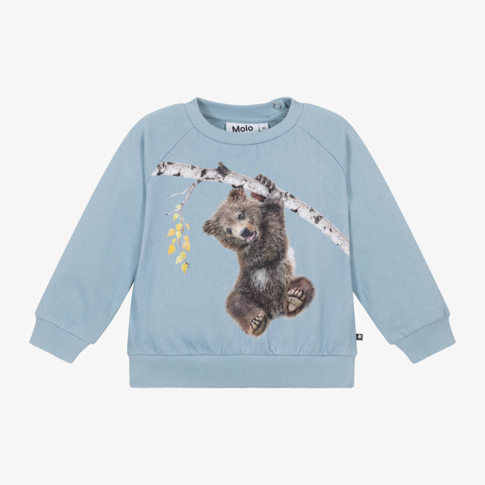 Molo-Boys Blue Bear Cotton Jumper | Childrensalon Outlet