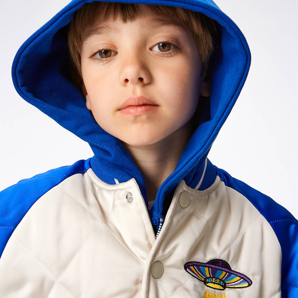 Molo-Boys Blue & Beige Quilted Bomber Jacket | Childrensalon Outlet