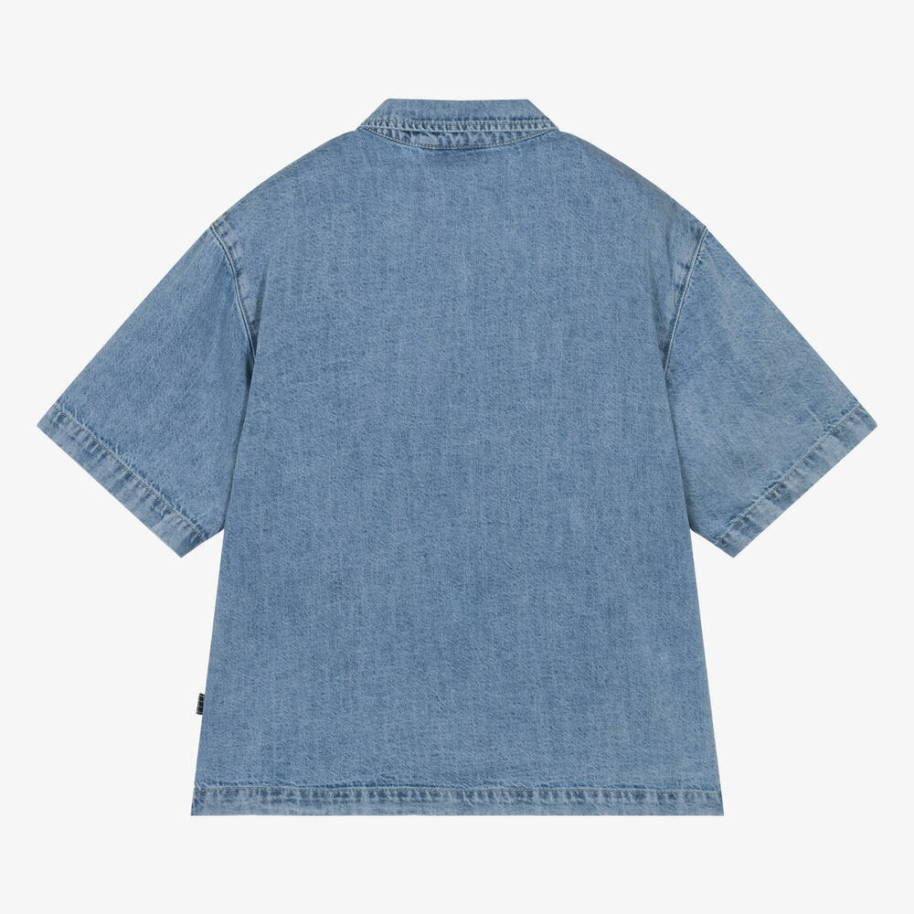 Molo-Boys Blue Bleached Denim Shirt | Childrensalon Outlet