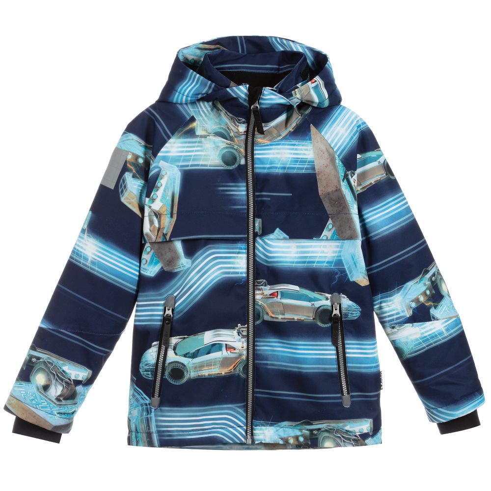 Molo Boys Blue Car Print Ski Jacket Childrensalon Outlet