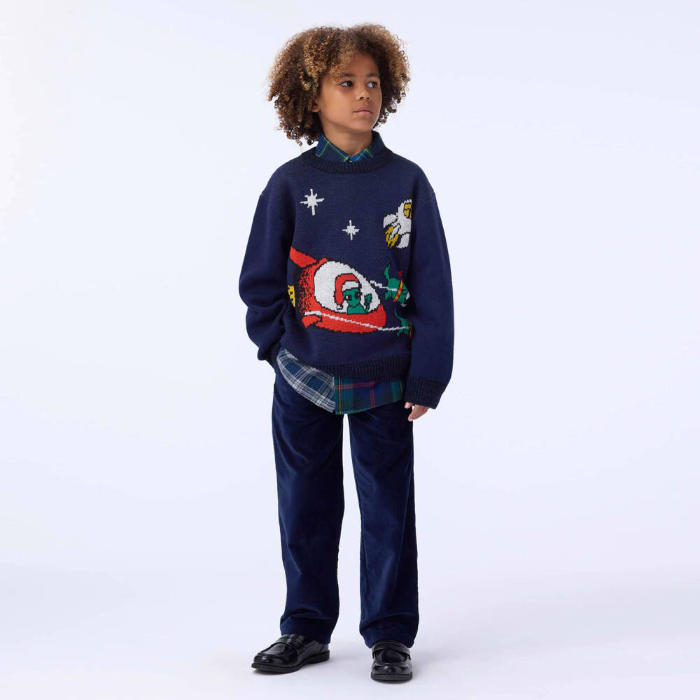 Molo-Boys Blue Cosmic Knit Sweater | Childrensalon Outlet