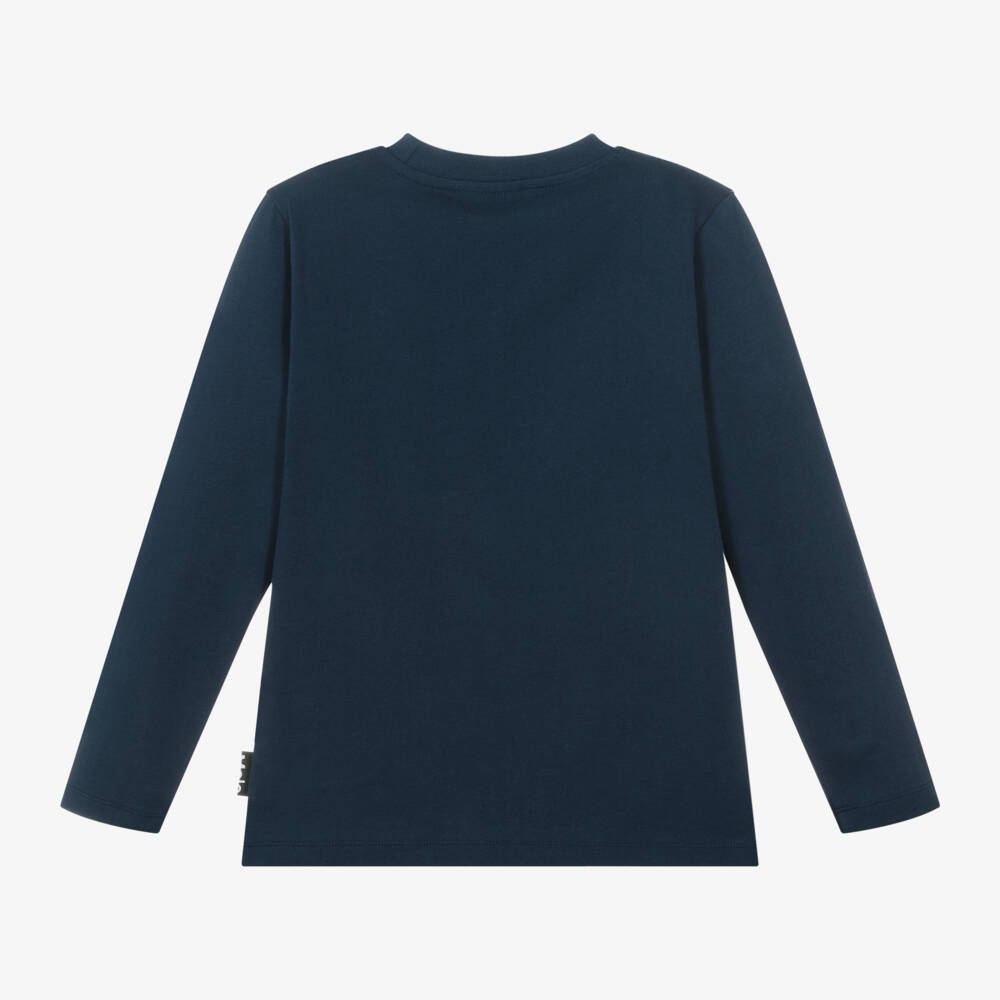 Molo-Boys Blue Cotton Football Shirt | Childrensalon Outlet