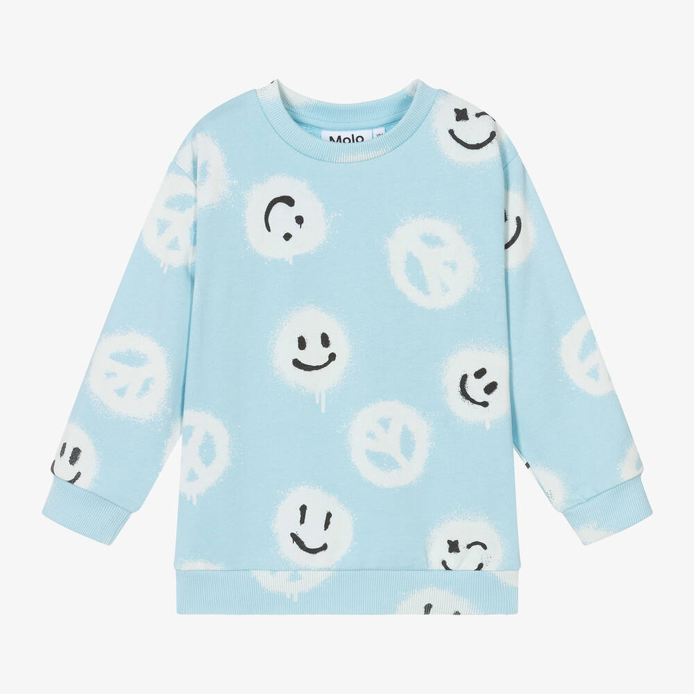 Molo-سويتشيرت بطبعة غرافيتي قطن عضوي لون أزرق | Childrensalon Outlet