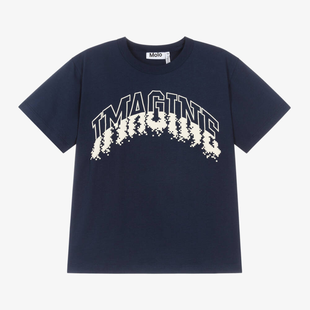 Molo-Boys Blue Cotton Imagine Tee | Childrensalon Outlet