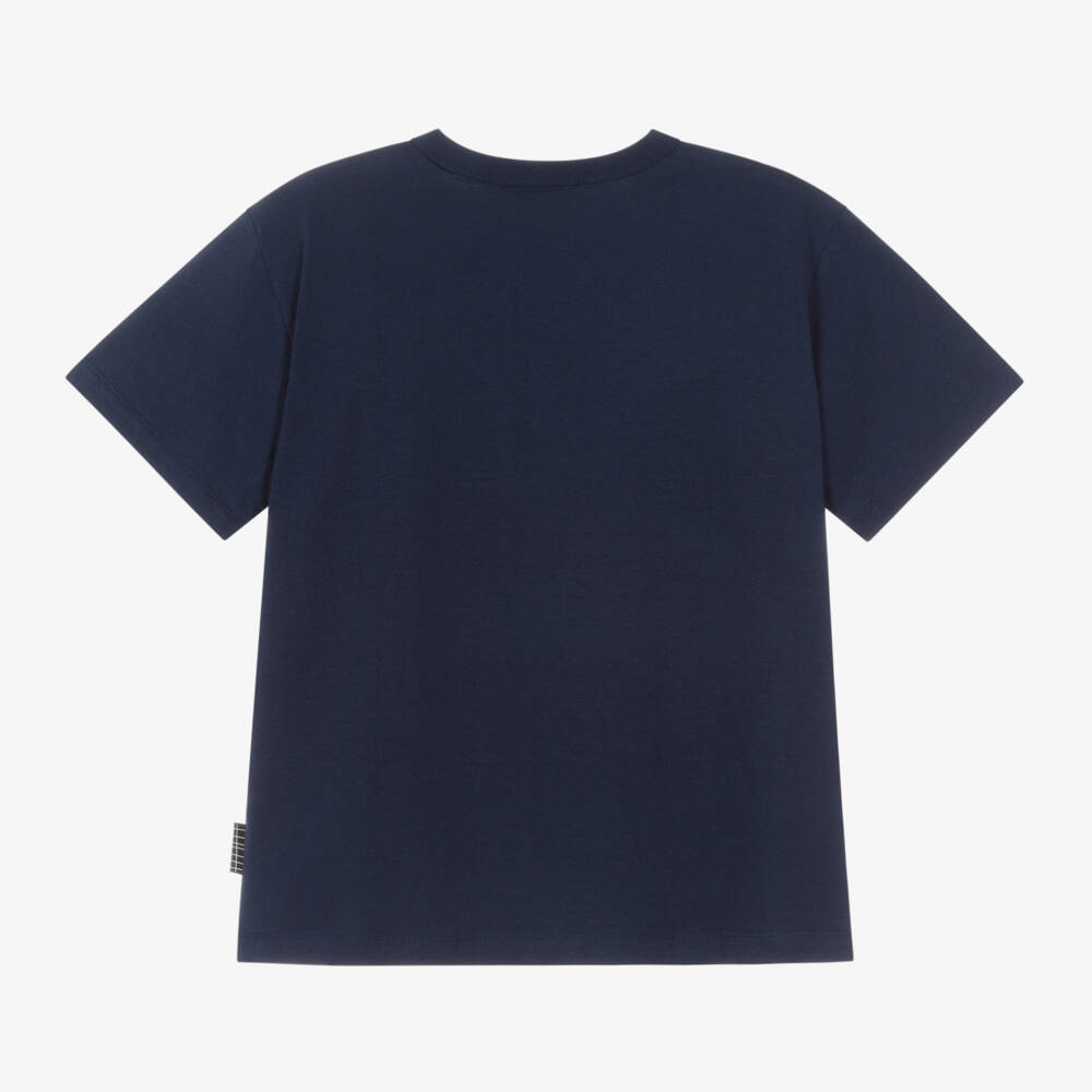 Molo-تيشيرت قطن عضوي جيرسي لون كحلي للأولاد | Childrensalon Outlet