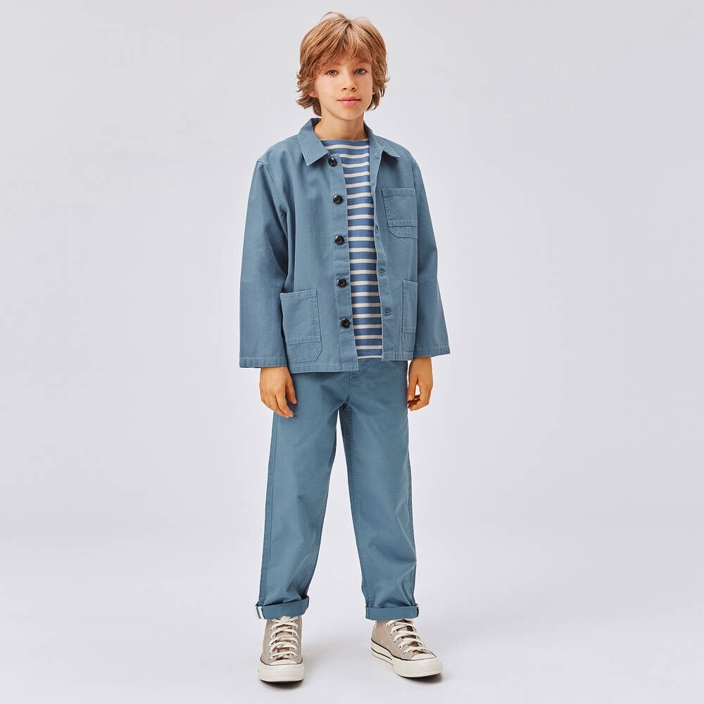 Molo-Boys Blue Cotton Jacket | Childrensalon Outlet
