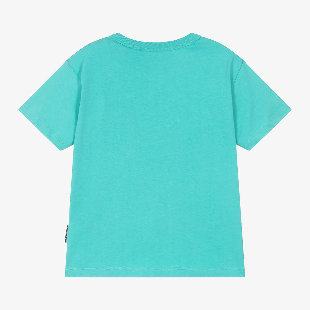 Molo-Boys Blue Cotton 'Peace Out' T-Shirt | Childrensalon Outlet