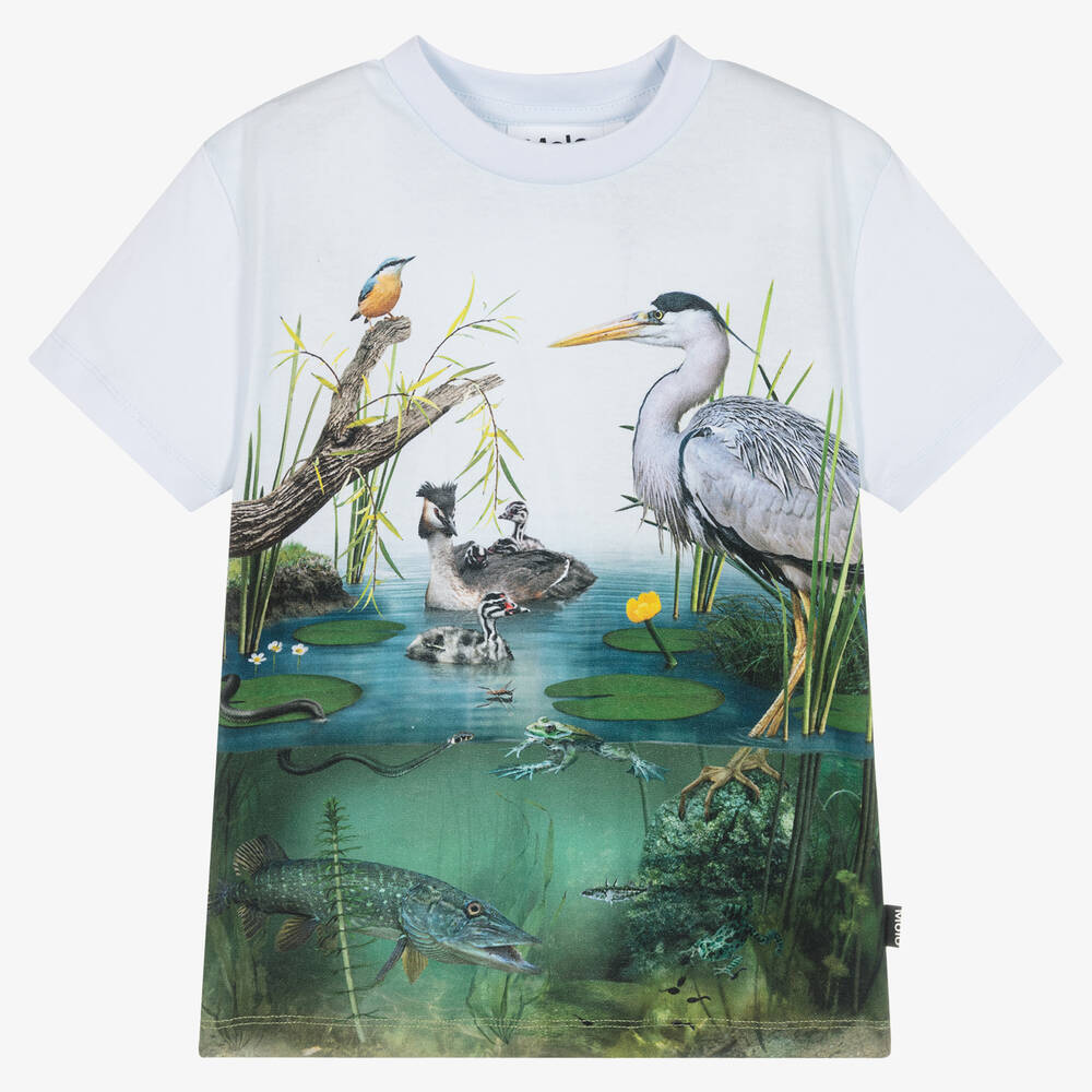 Molo - Boys Blue Cotton Pond T-Shirt | Childrensalon