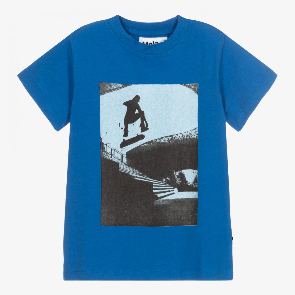 Molo - T-shirt bleu en coton Garçon | Childrensalon