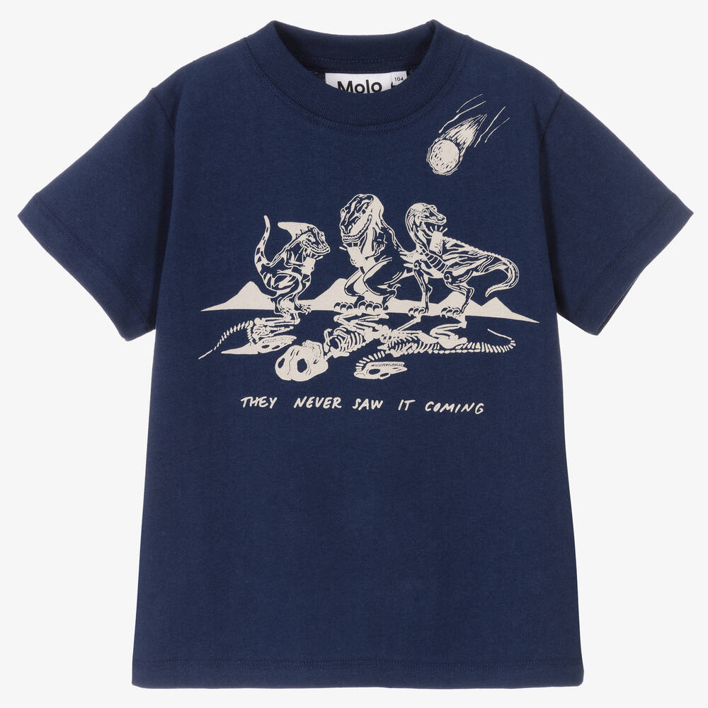 Molo - Синяя футболка с динозаврами для мальчиков | Childrensalon