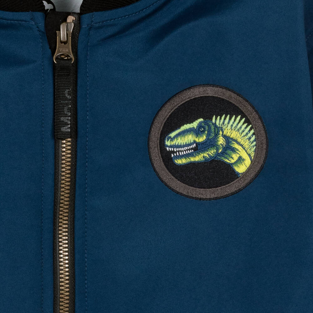 Molo-Boys Blue Dinosaur Water Repellent Bomber Jacket | Childrensalon Outlet