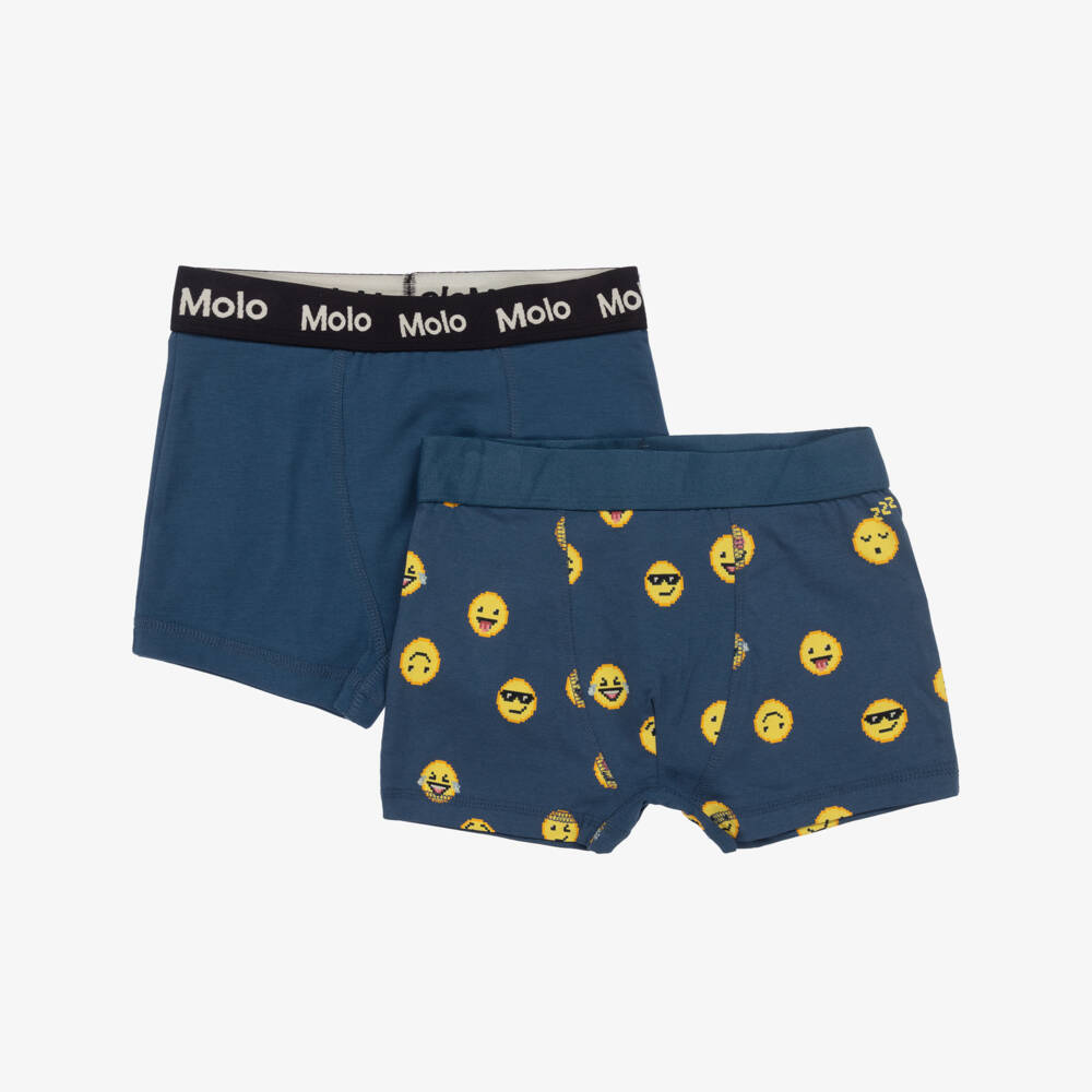 Molo-Boys Blue Emoji Boxer Shorts Set | Childrensalon Outlet