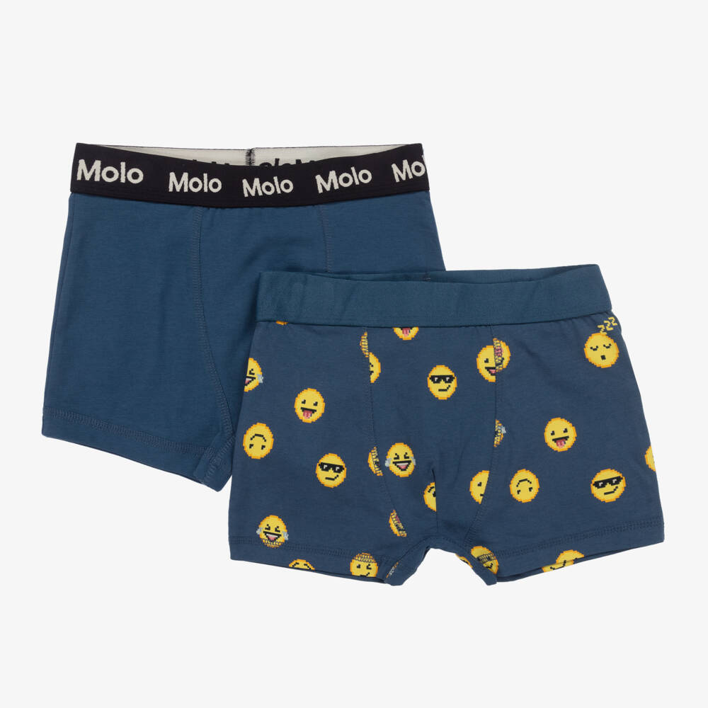 Molo-Boys Blue Emoji Boxer Shorts Set | Childrensalon Outlet