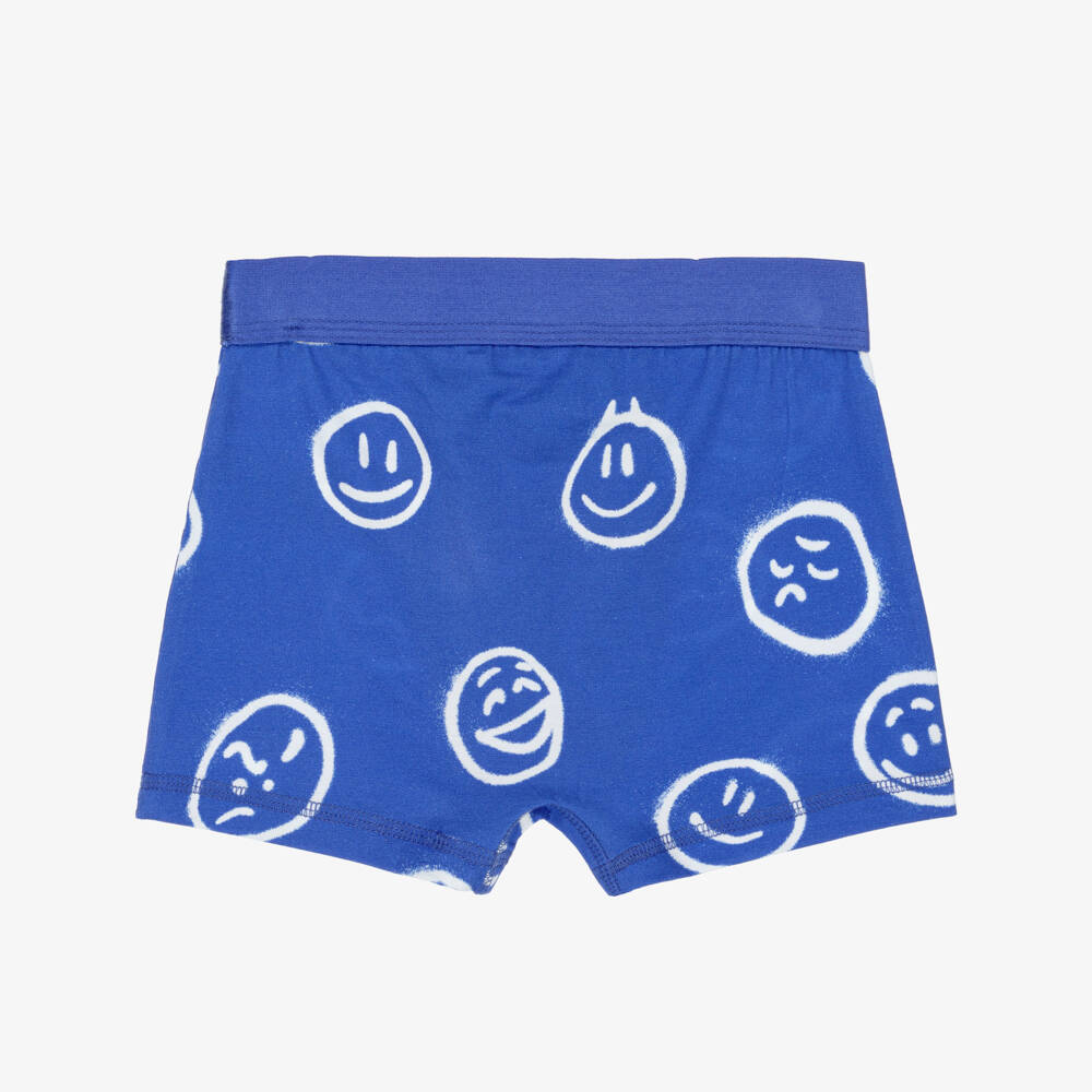 Molo-سروال داخلي قطني أزرق للأولاد بتصميم إيموجي - طقم مزدوج | Childrensalon Outlet