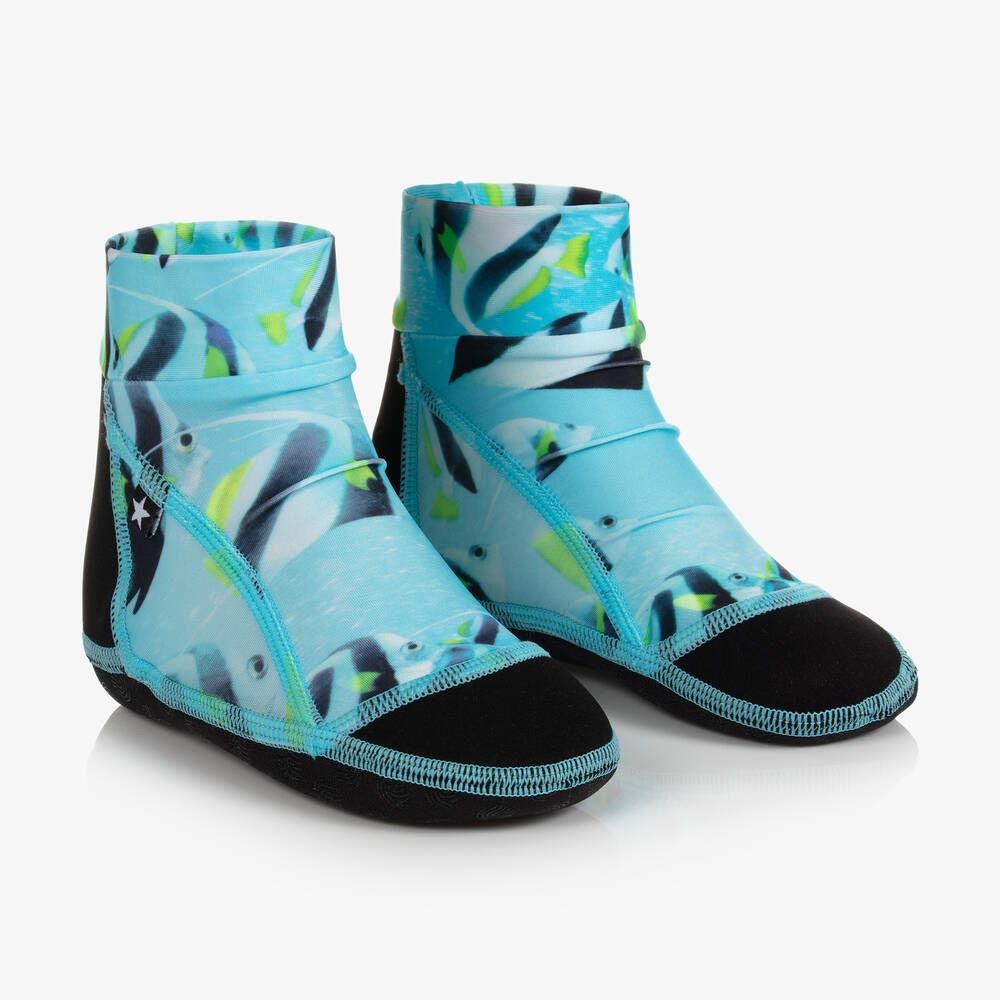 Molo - Boys Blue Fish Aqua Shoes | Childrensalon