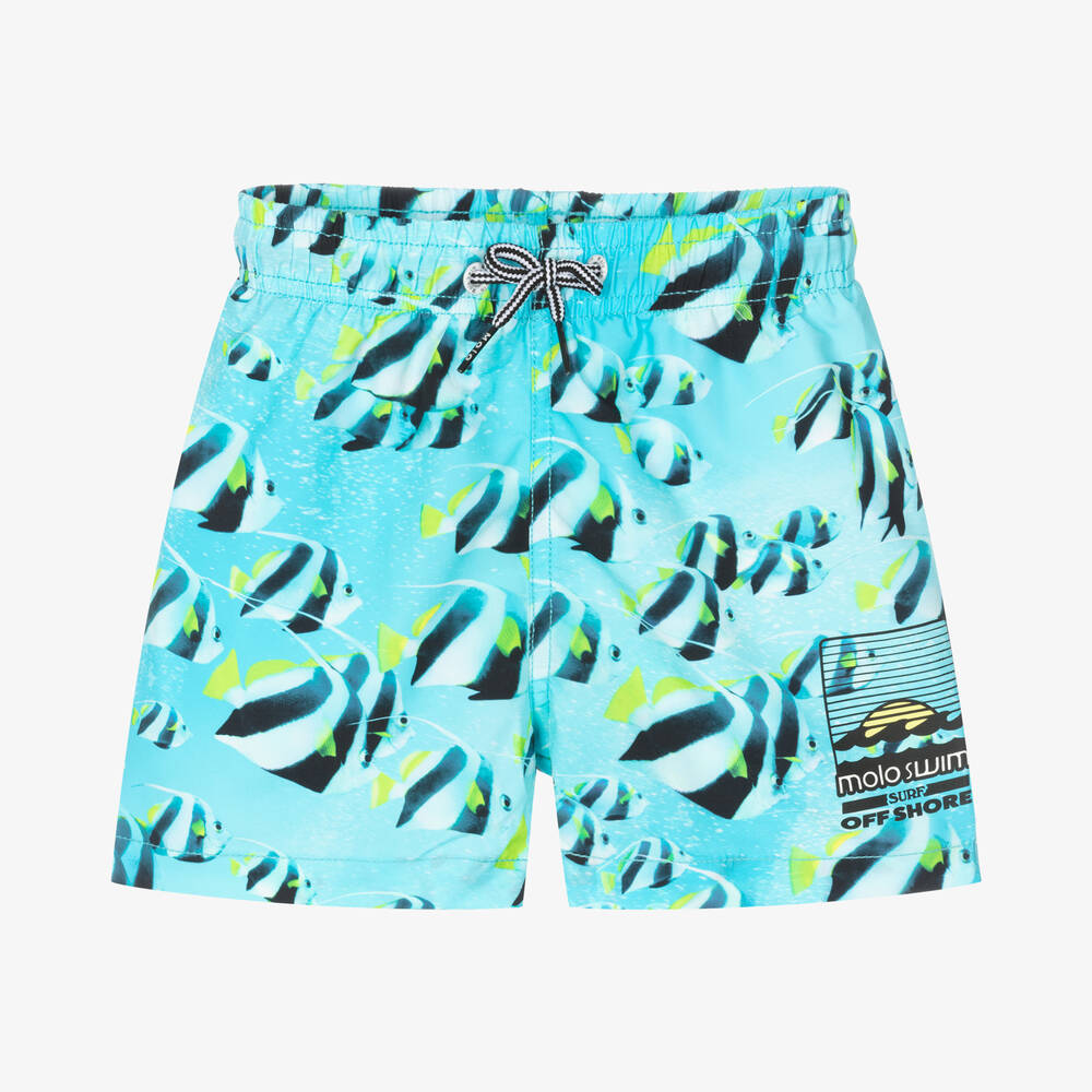 Molo - Boys Blue Fish Swim Shorts (UPF50+) | Childrensalon