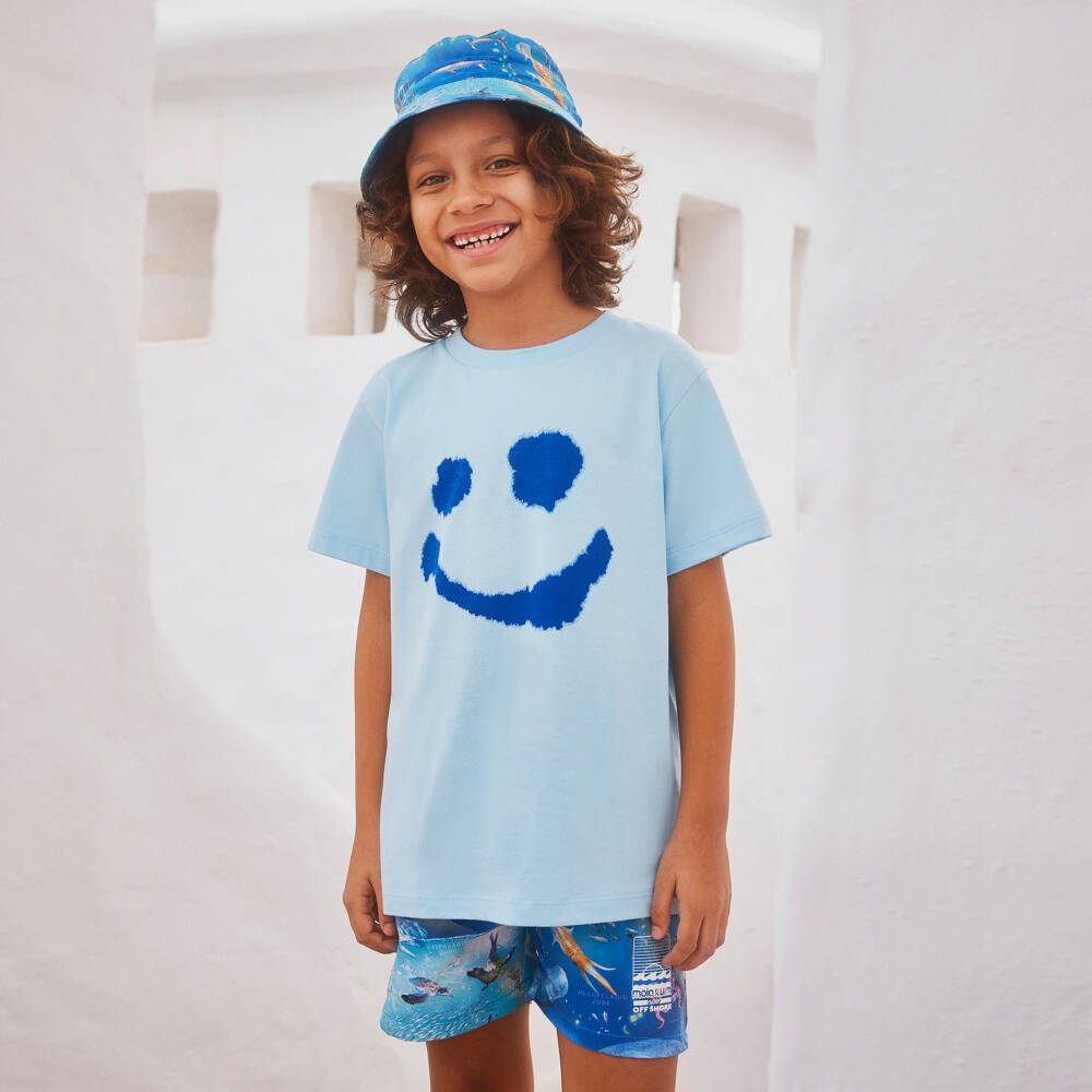 Molo-Boys Blue Graphic Cotton T-Shirt | Childrensalon Outlet