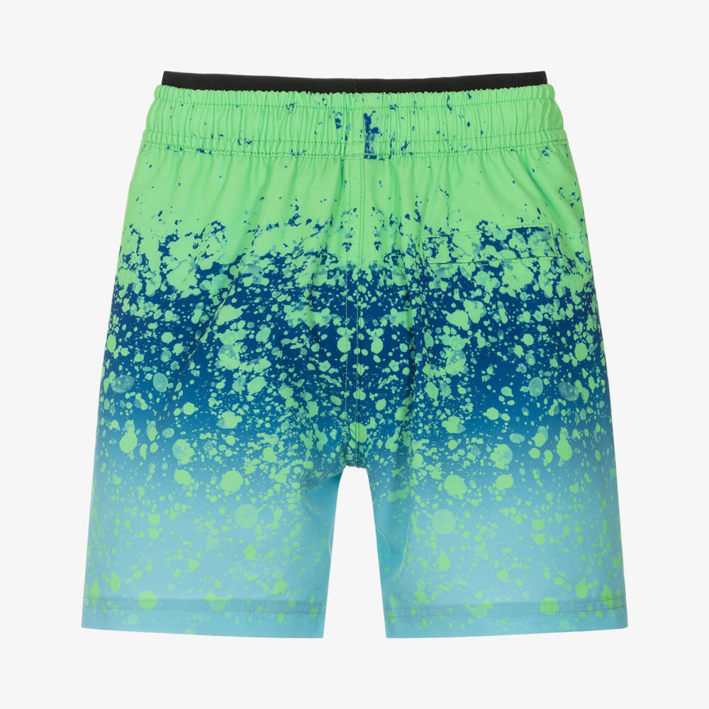 Molo-Boys Blue & Green Splash Print Swim Shorts | Childrensalon Outlet