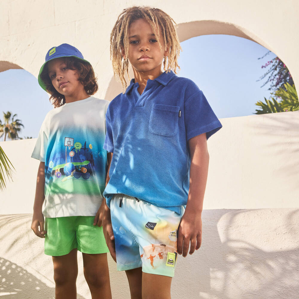 Molo-Boys Blue-Green Sporty Swim Trunks | Childrensalon Outlet